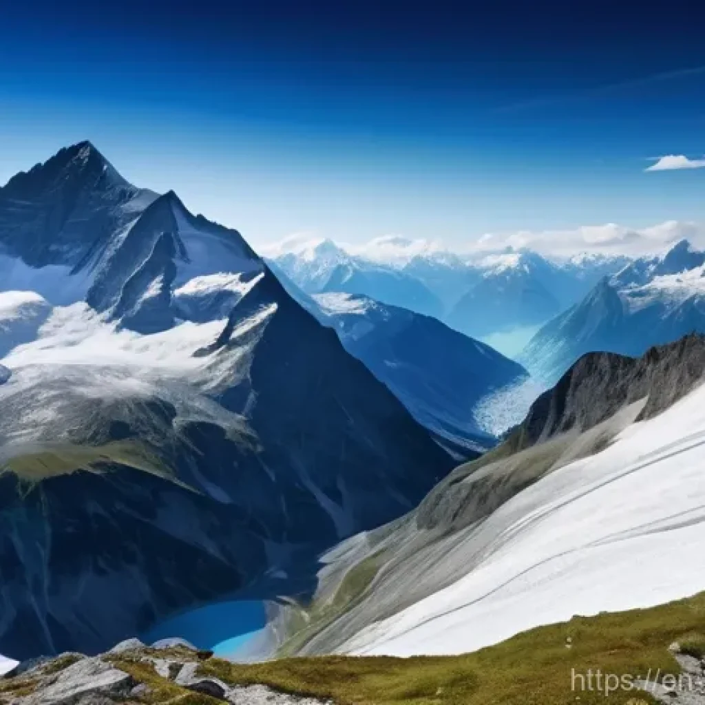 스위스 알프스 실종 사건 - **Prompt:** A breathtaking wide-angle shot of the Swiss Alps at high altitude. Majestic, snow-capped...