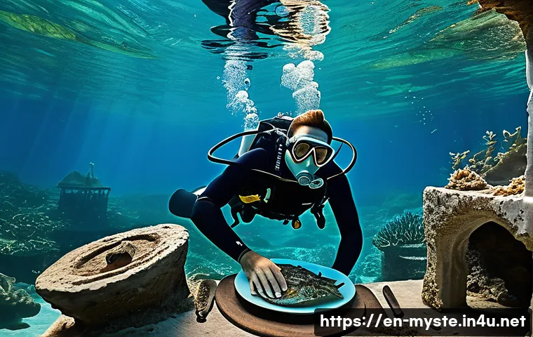 자메이카 트레저 헌터 사건 - **Prompt:** "An ethereal underwater scene depicting the sunken city of Port Royal, Jamaica. Crystal-...